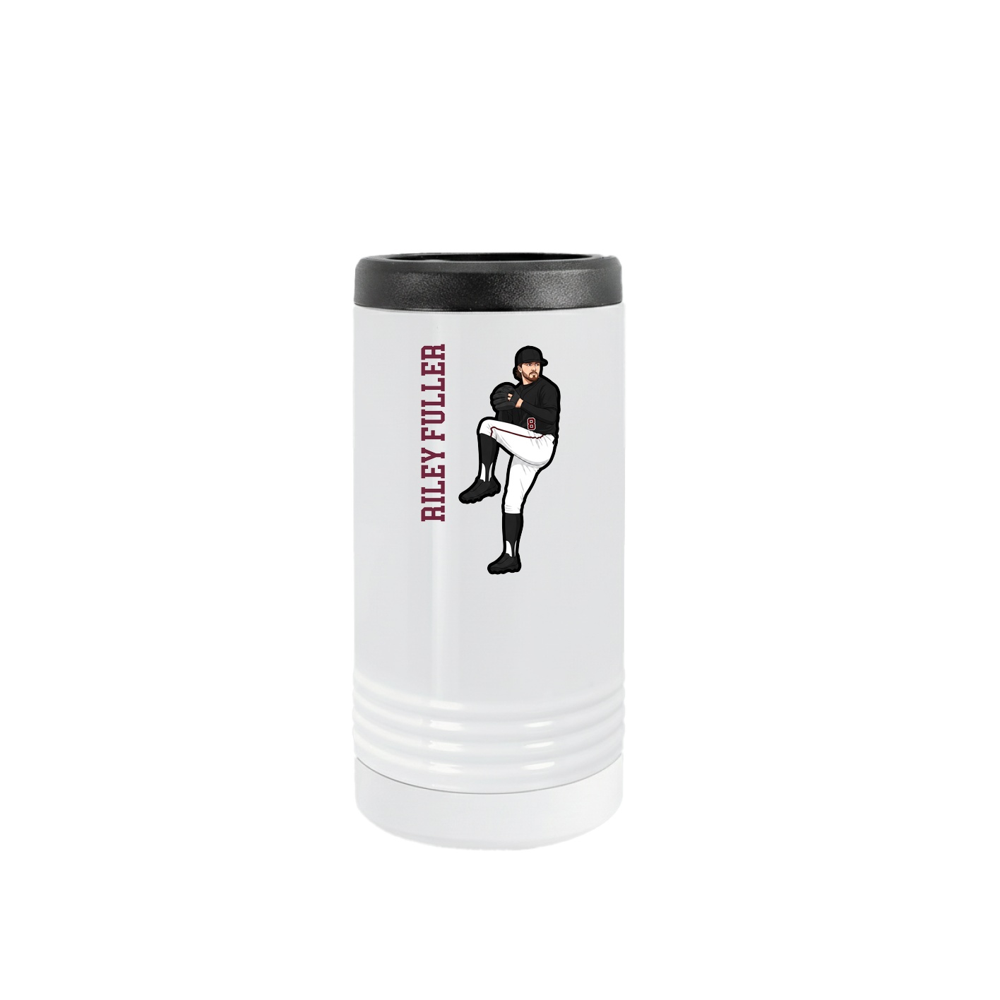 Slim Beverage Holder — Name Vertical in White