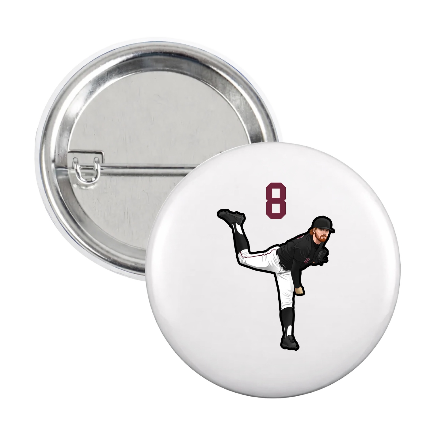 Game Day Button — Number Top in White