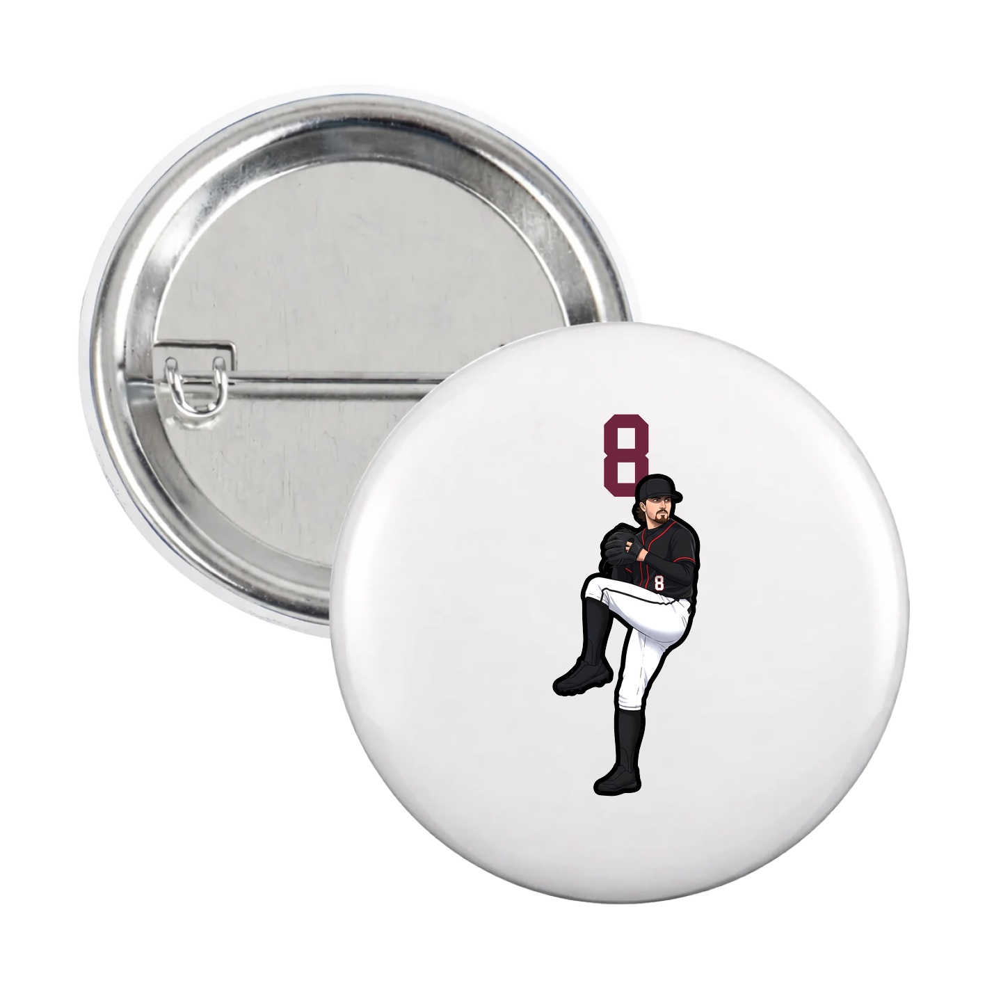Game Day Button — Number Top in White