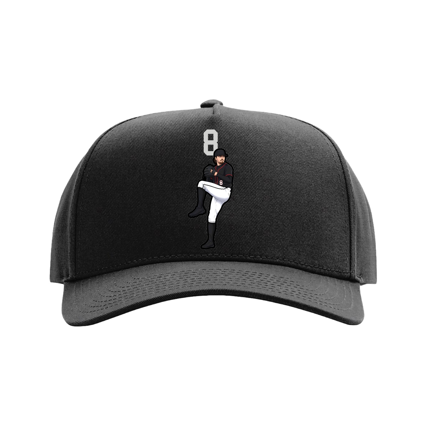 Full Fabric Five-Panel Champ Cap — Number Top in Black
