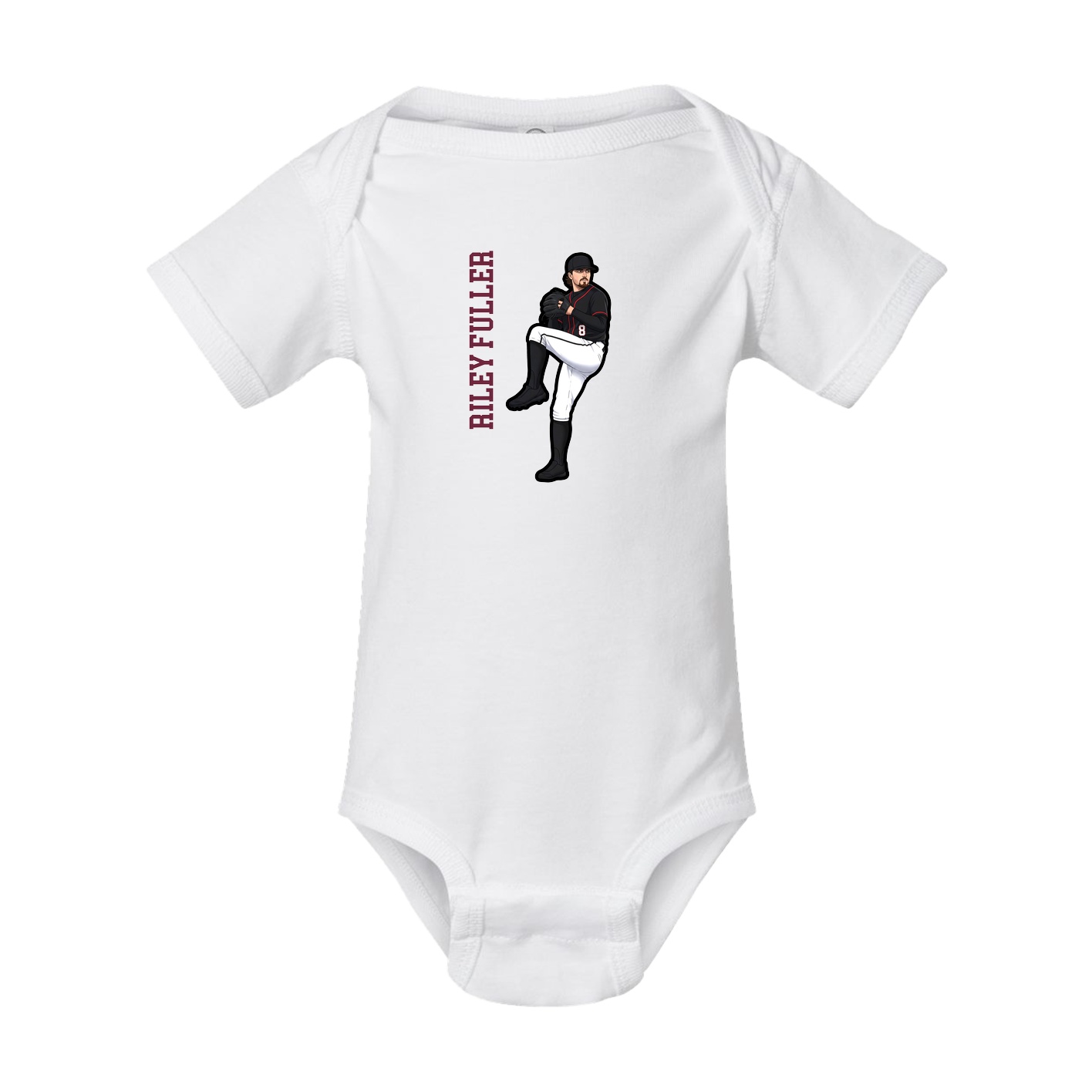 Baby Onesie — Name Vertical in White