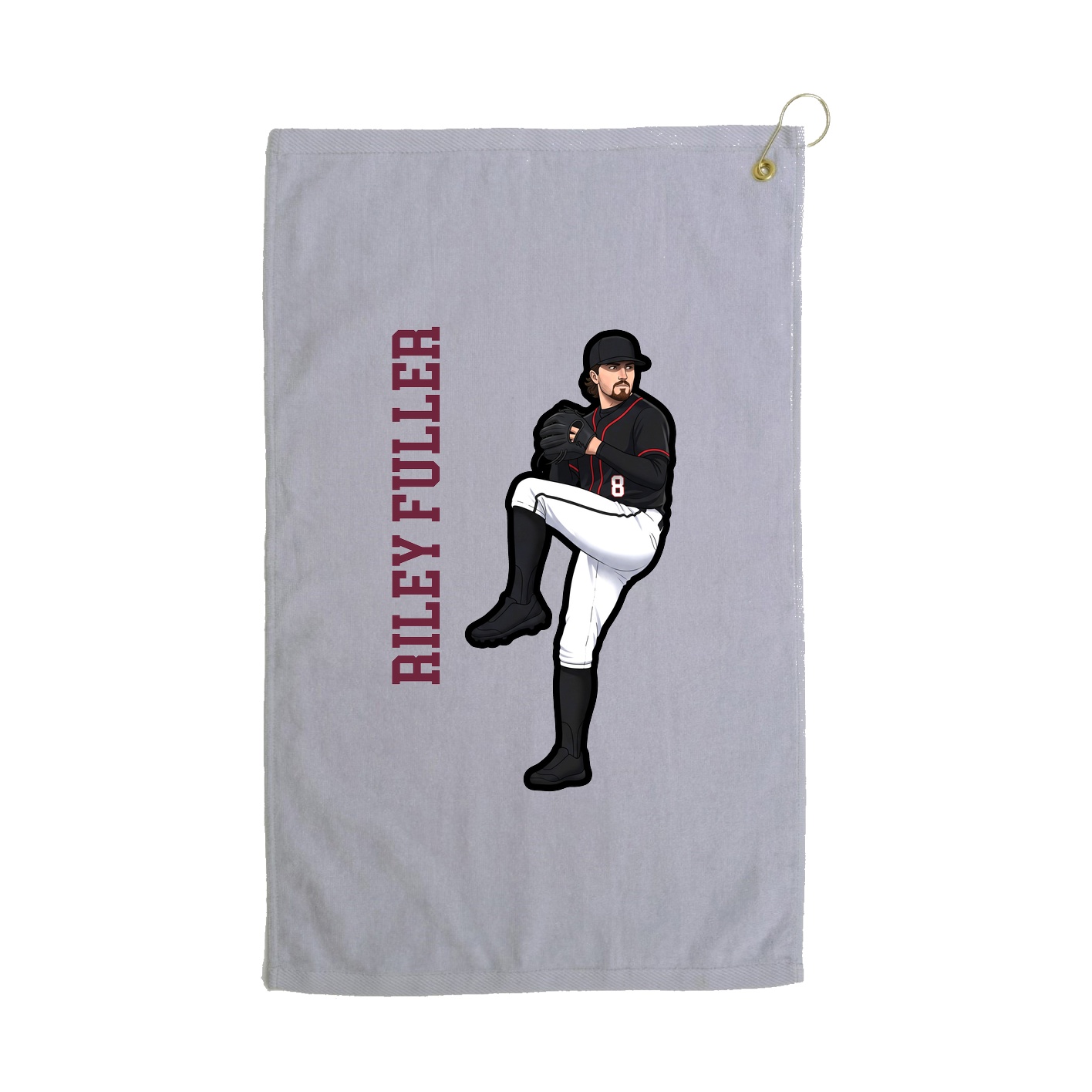 Golf Towel — Name Vertical in Grey
