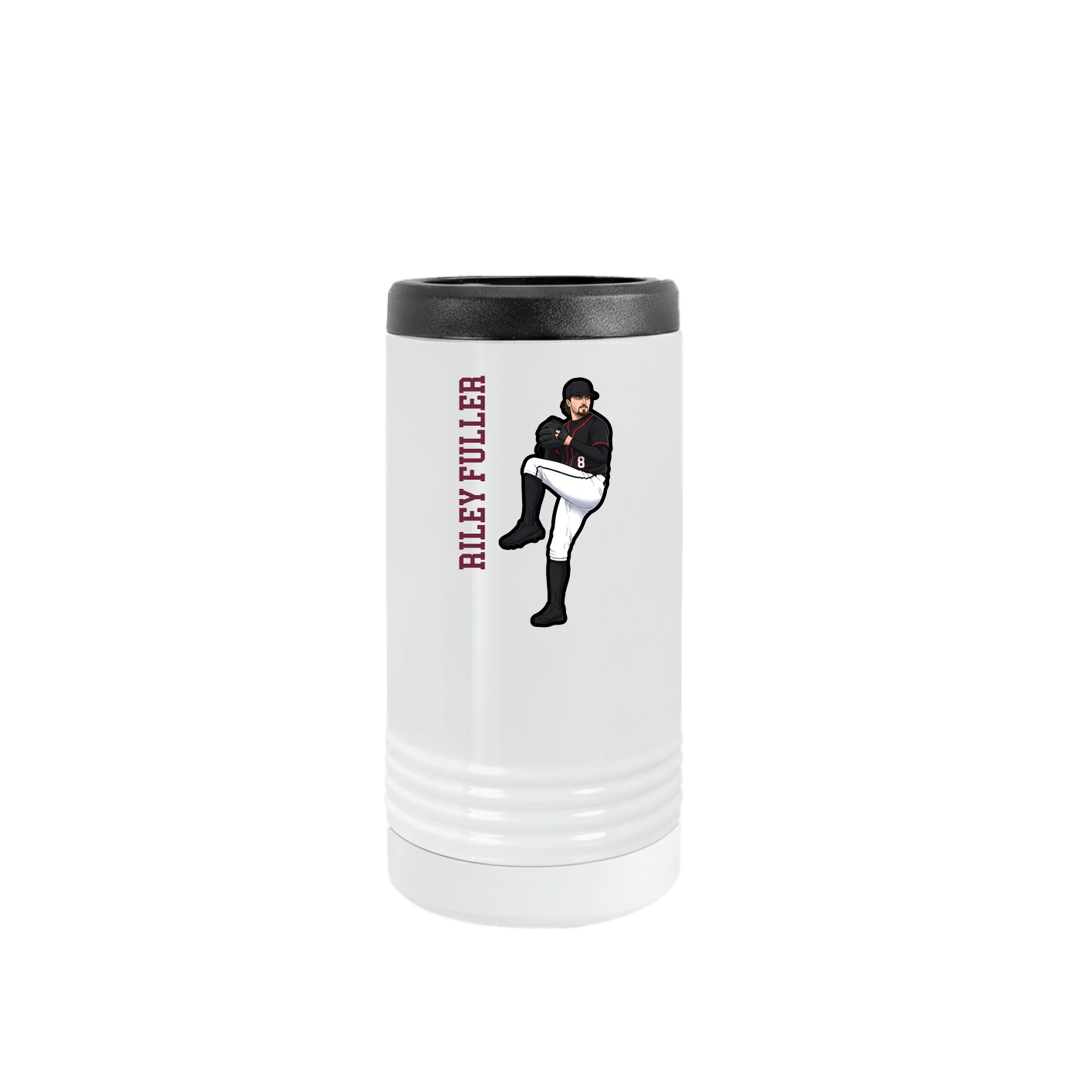 Slim Beverage Holder — Name Vertical in White