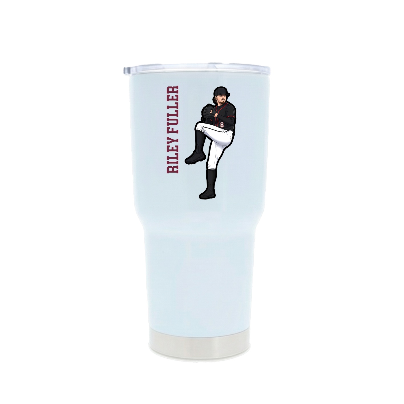 30oz Stainless Steel Tumbler — Name Vertical in White