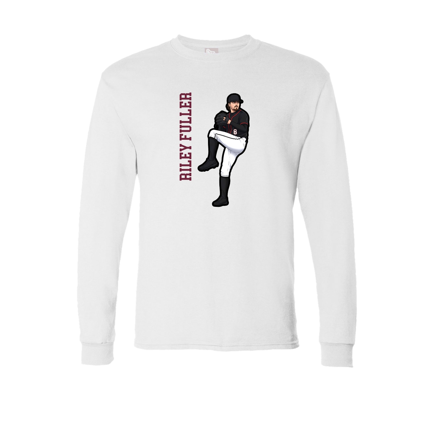 Long Sleeve Tee — Name Vertical in White