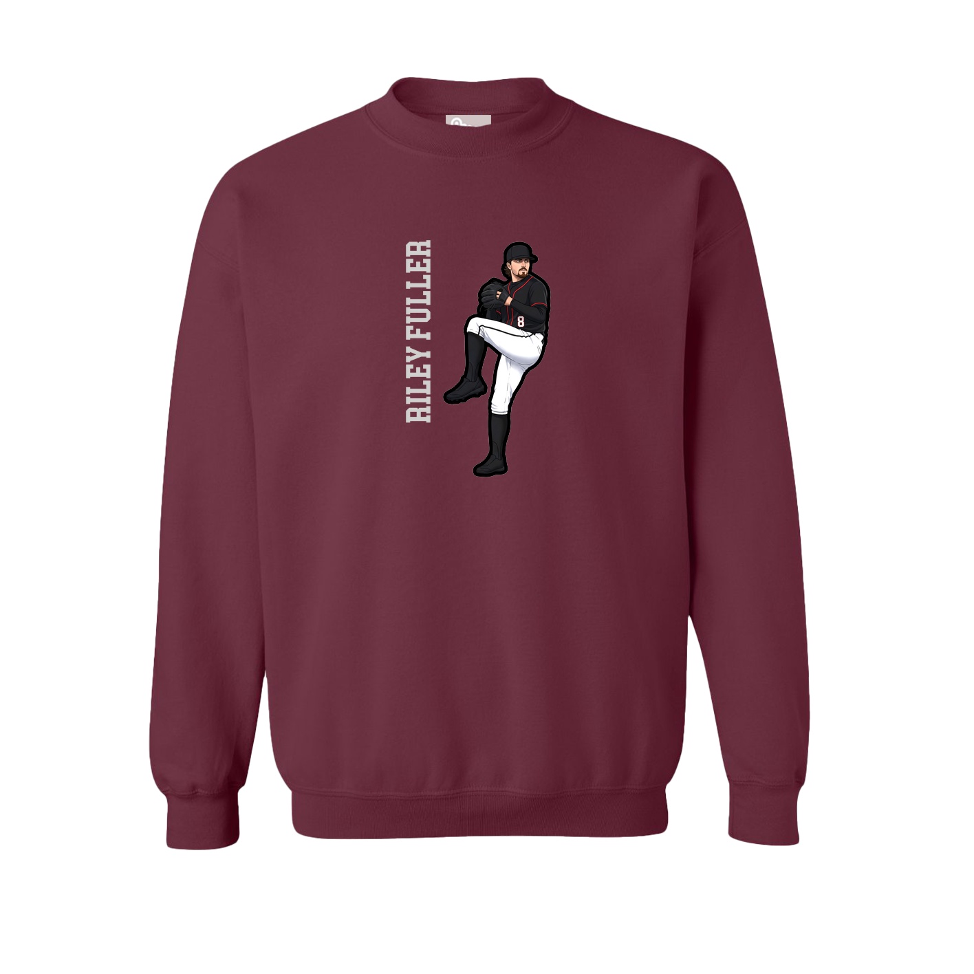 Fleece Crew — Name Vertical in Maroon