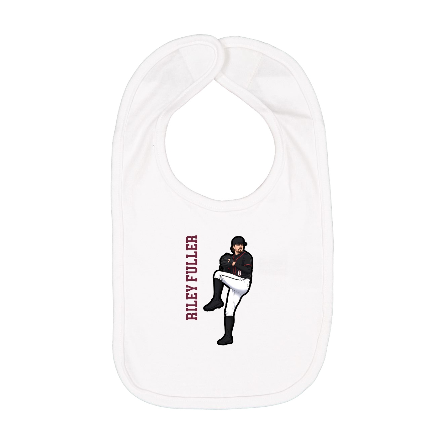 Infant Bib — Name Vertical in White