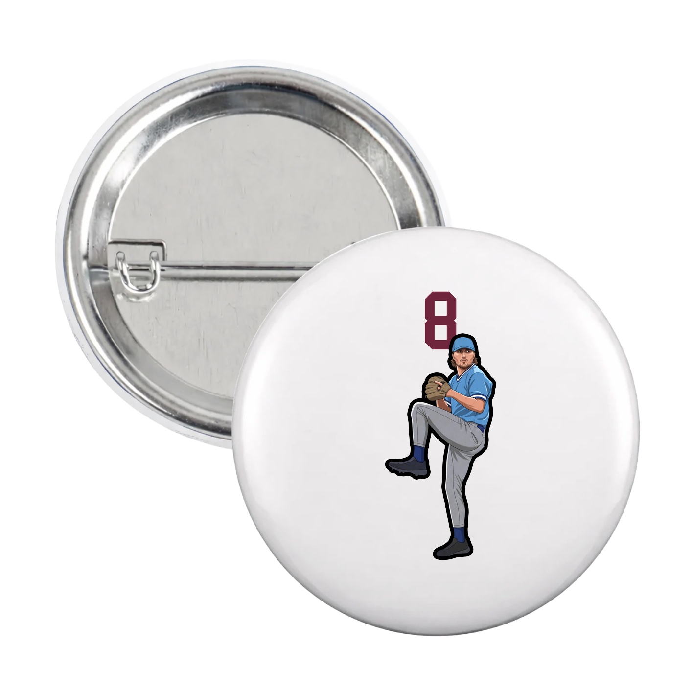 Game Day Button — Number Top in White
