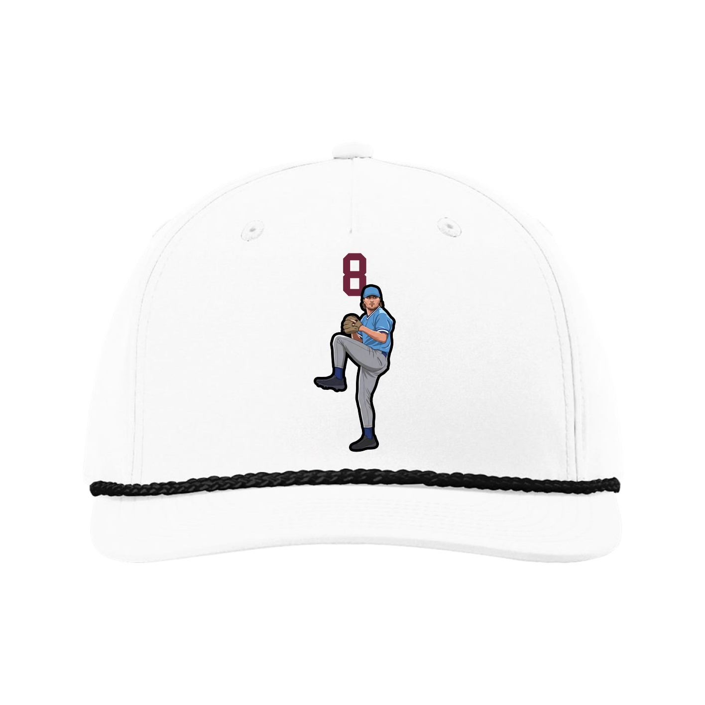Five-Panel Classic Rope Cap — Number Top in White