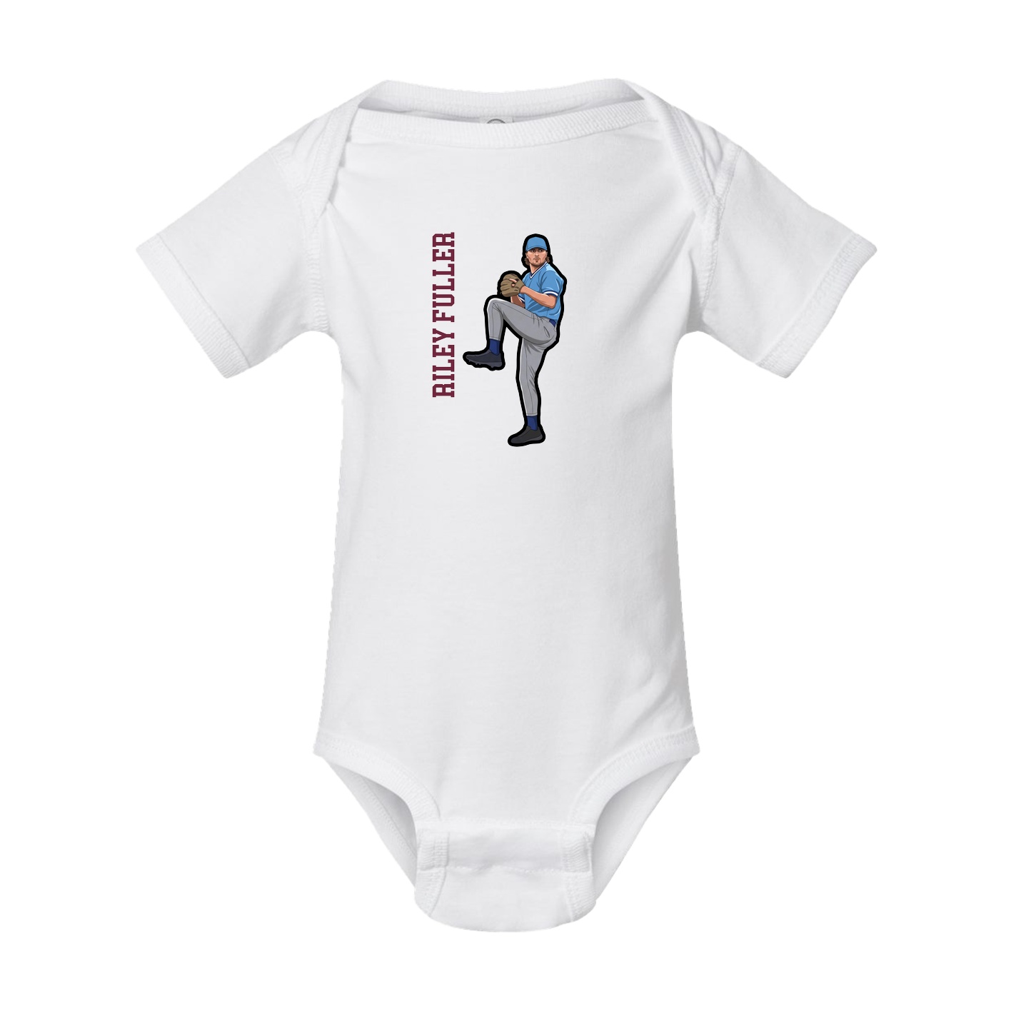 Baby Onesie — Name Vertical in White