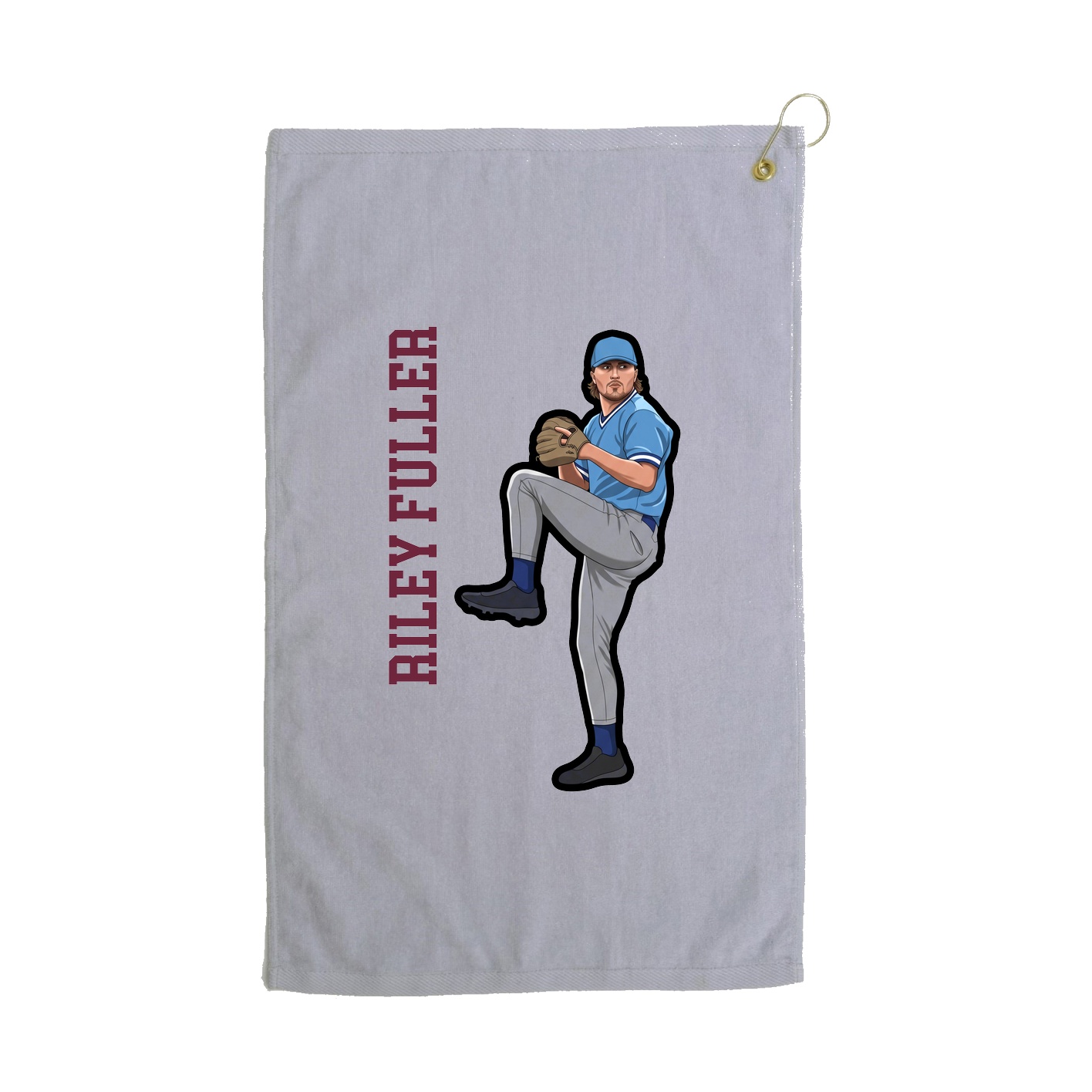 Golf Towel — Name Vertical in Grey