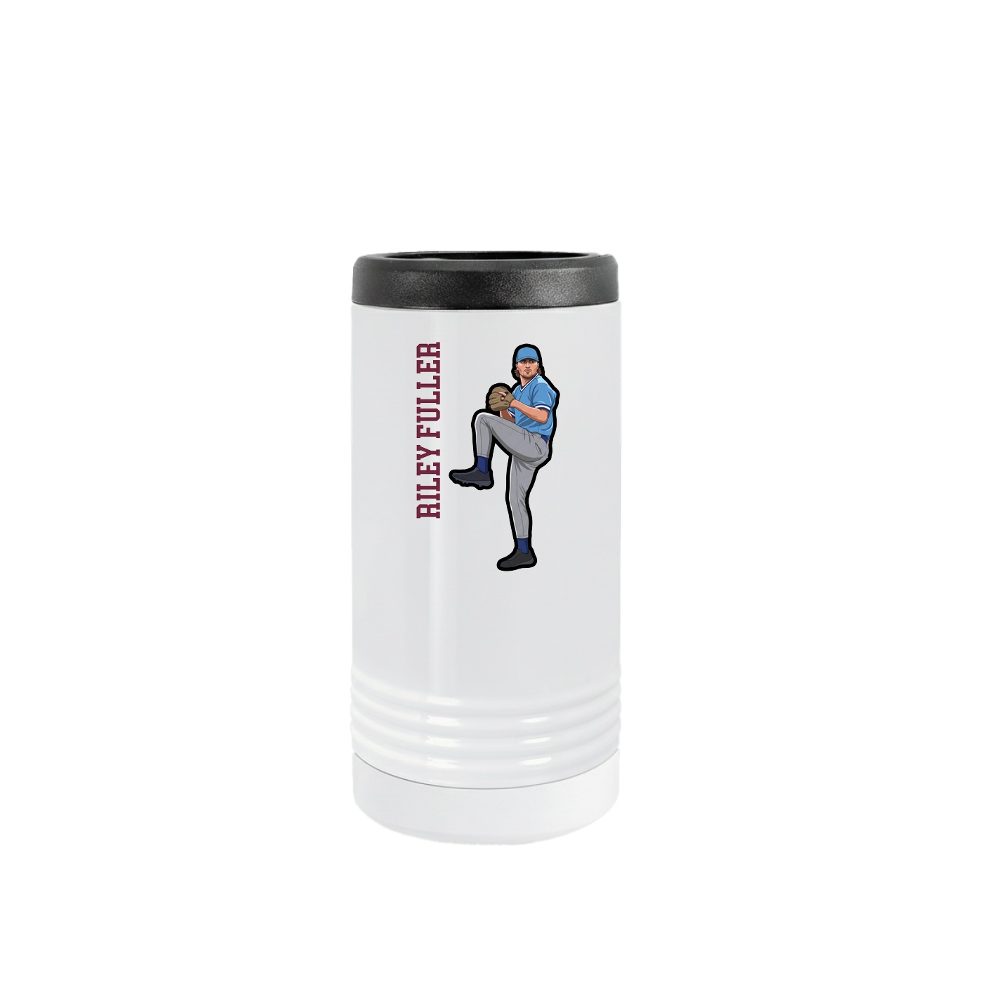 Slim Beverage Holder — Name Vertical in White