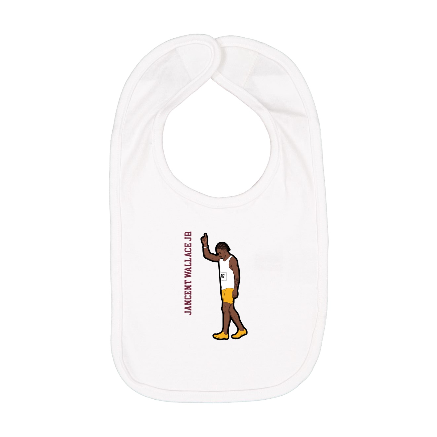 Infant Bib — Name Vertical in White