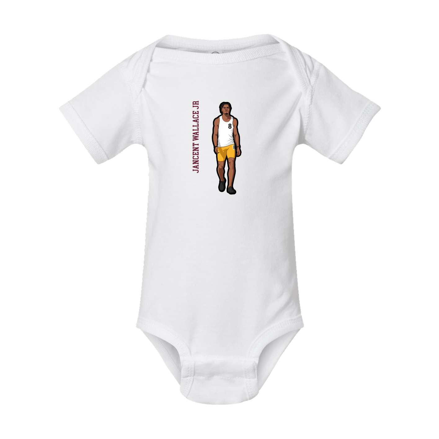 Baby Onesie — Name Vertical in White