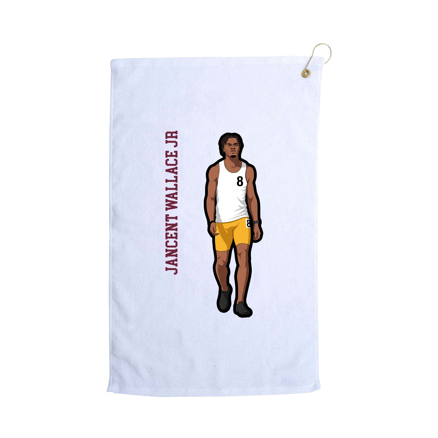 Golf Towel — Name Vertical in White
