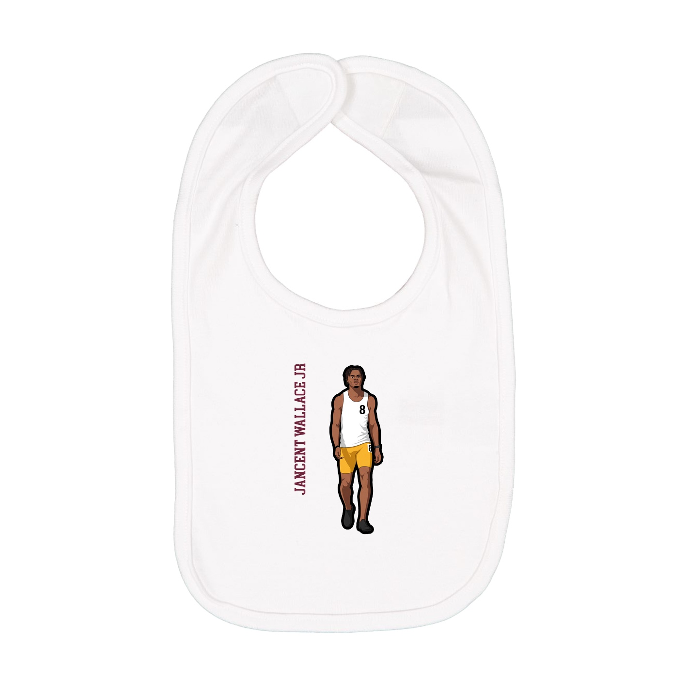 Infant Bib — Name Vertical in White