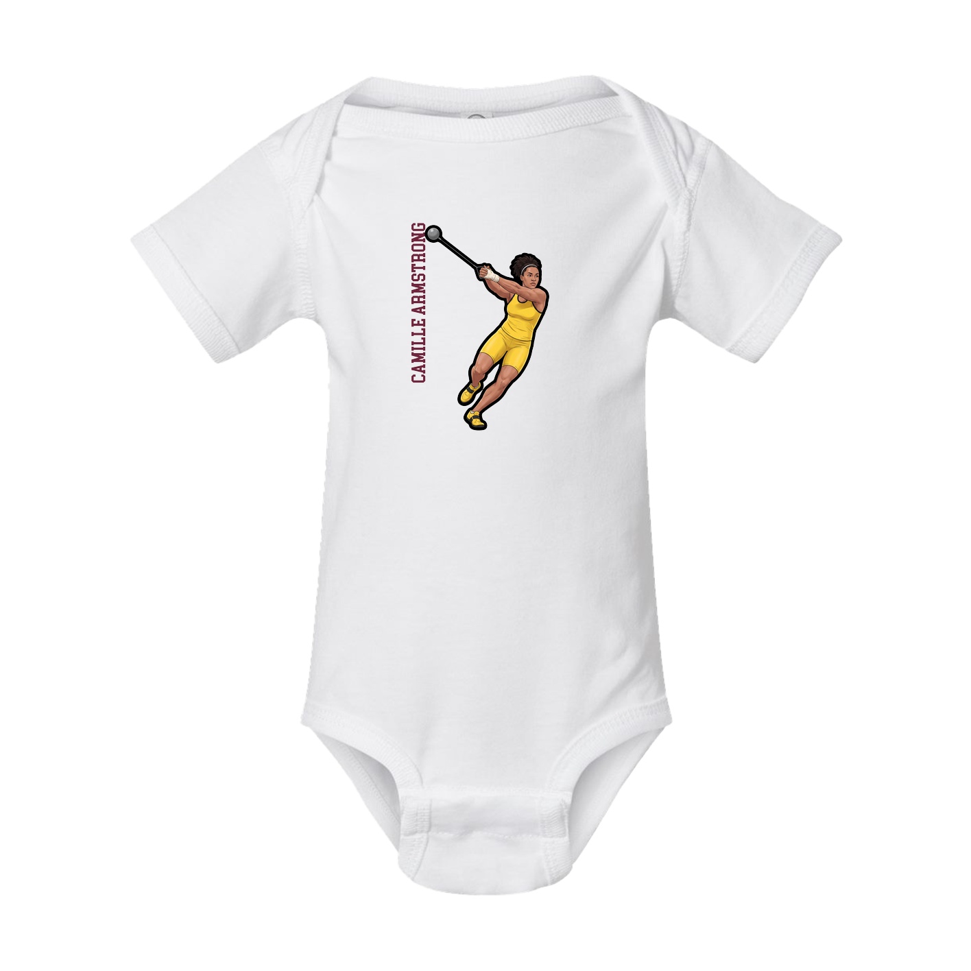 Baby Onesie — Name Vertical in White