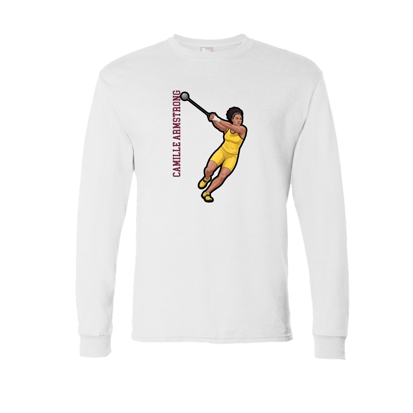 Long Sleeve Tee — Name Vertical in White