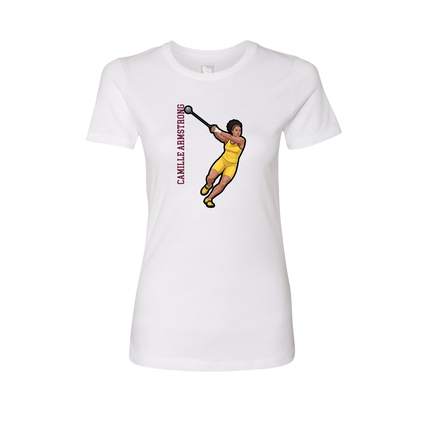 Fitted Women's Tee — Name Vertical in White