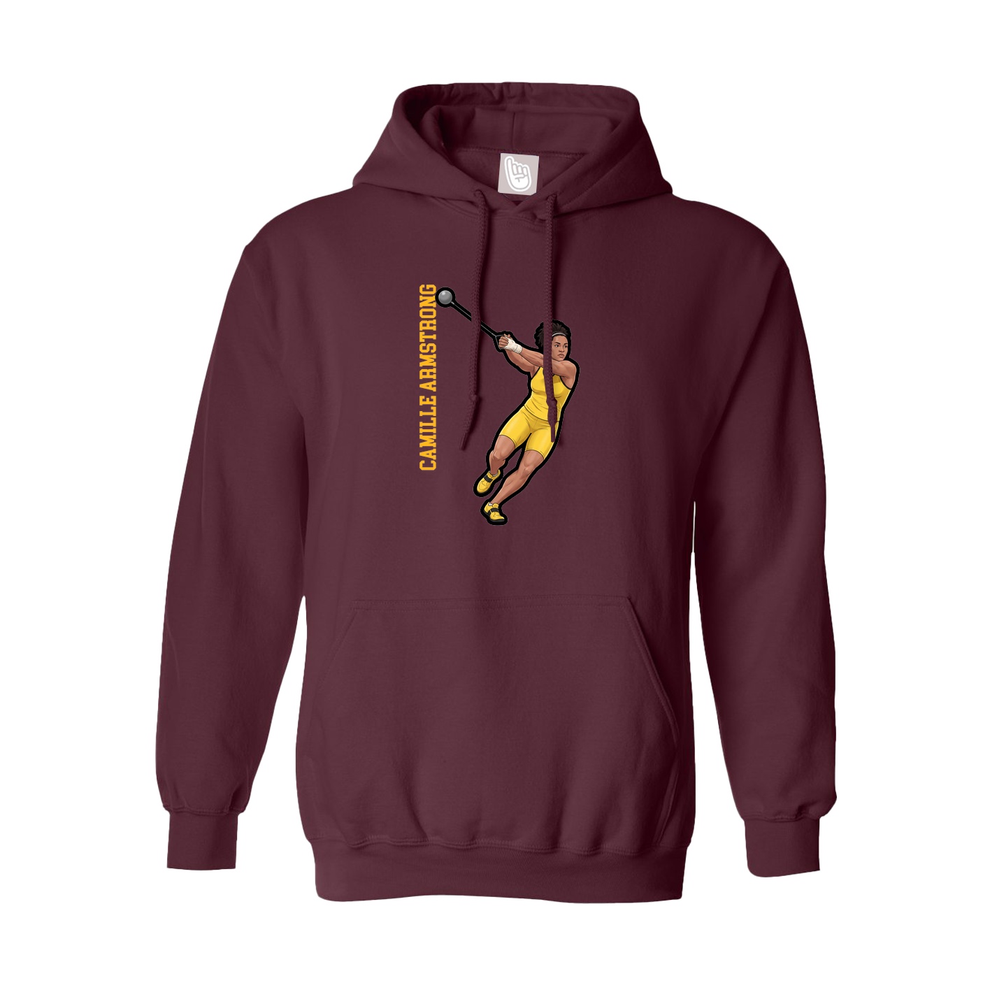 Hoodie — Name Vertical in Maroon