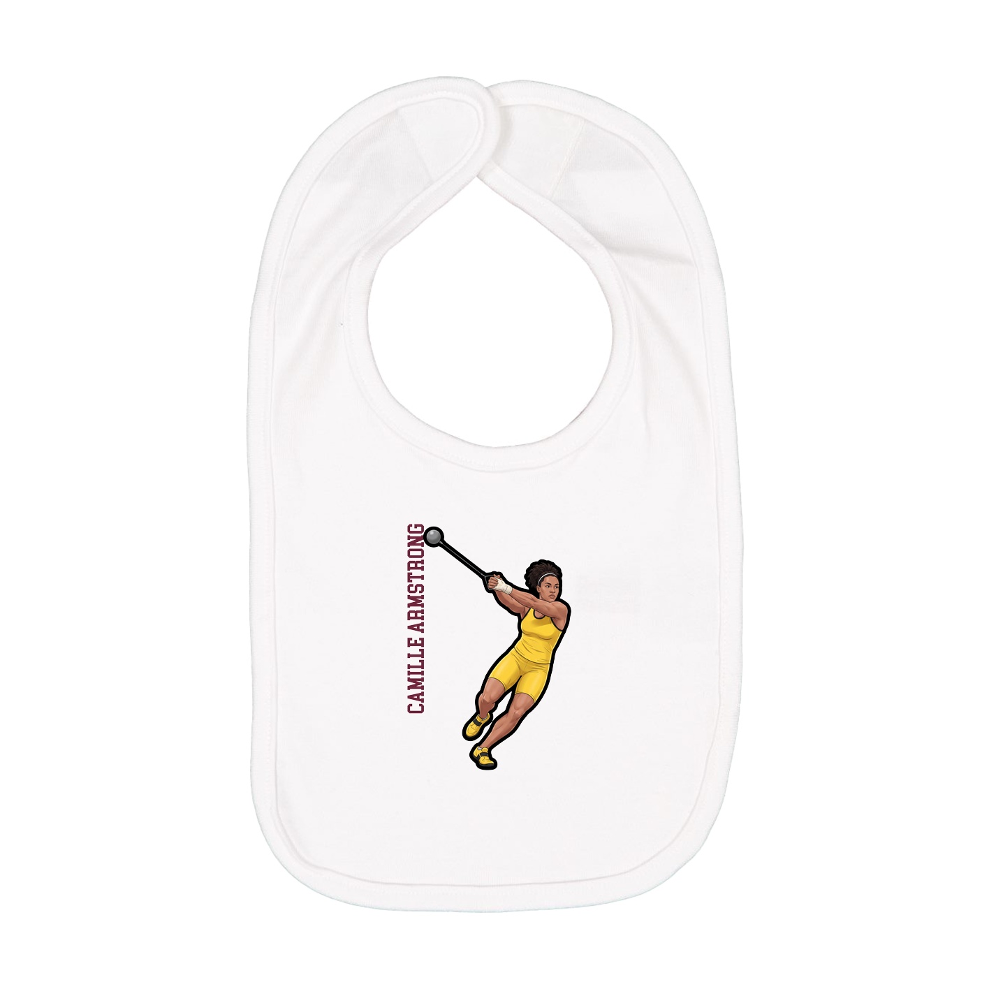 Infant Bib — Name Vertical in White