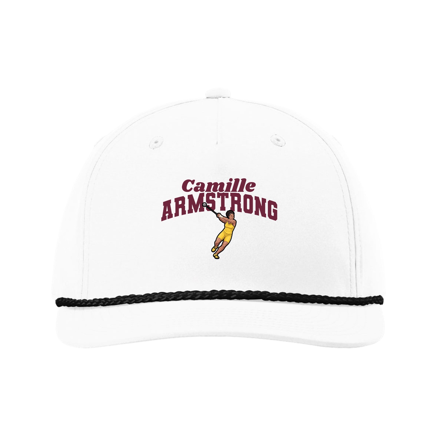 Five-Panel Classic Rope Cap — Signature Arch in White
