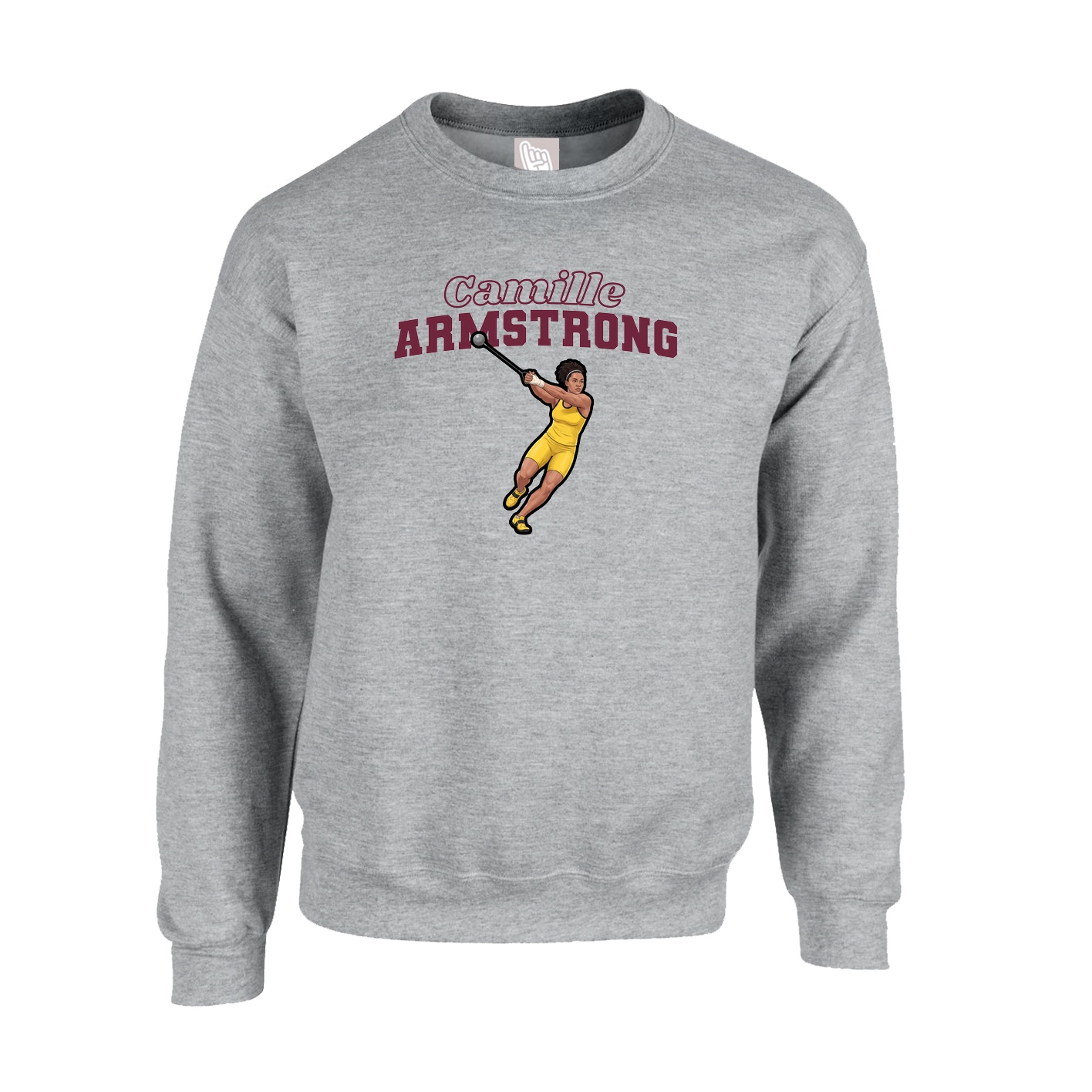 Fleece Crew — Name Arch in Grey
