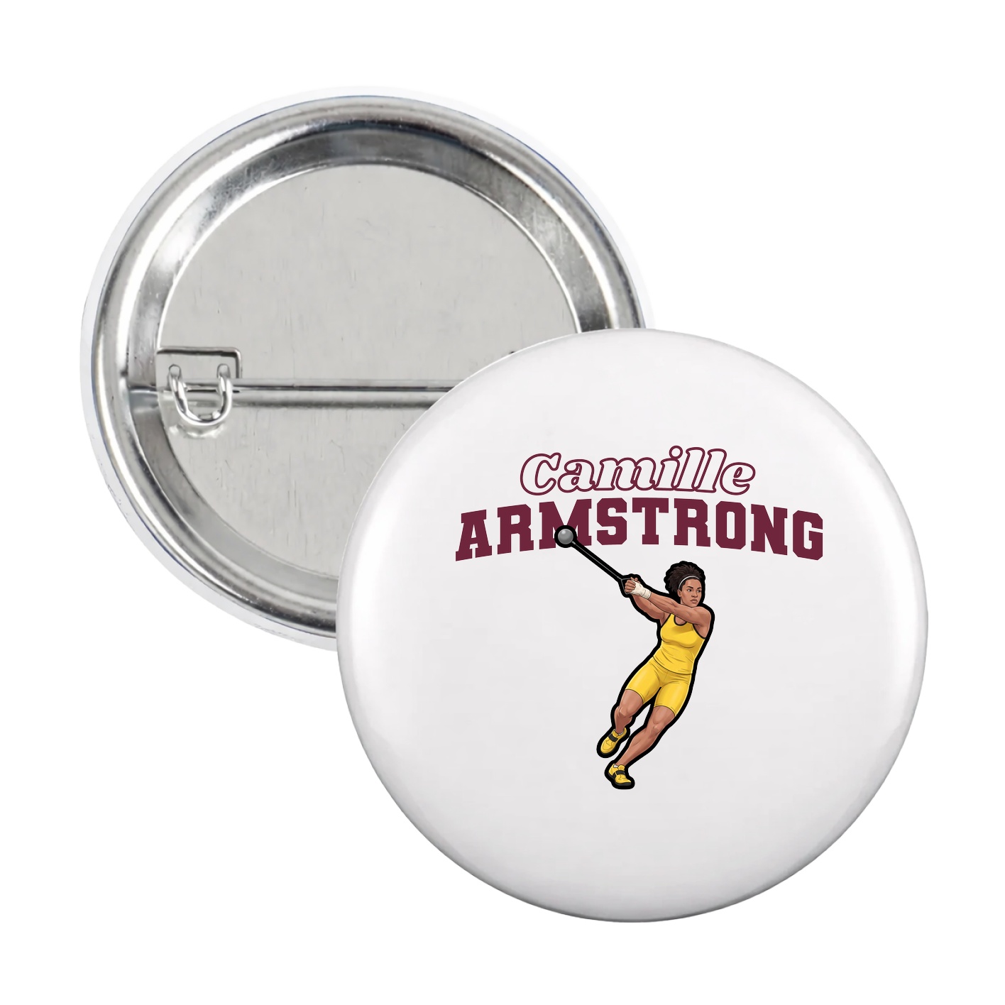 Game Day Button — Name Arch in White