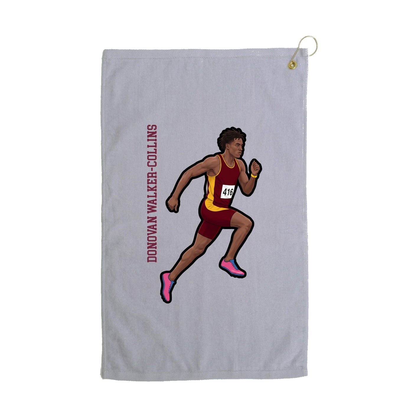 Golf Towel — Name Vertical in Grey