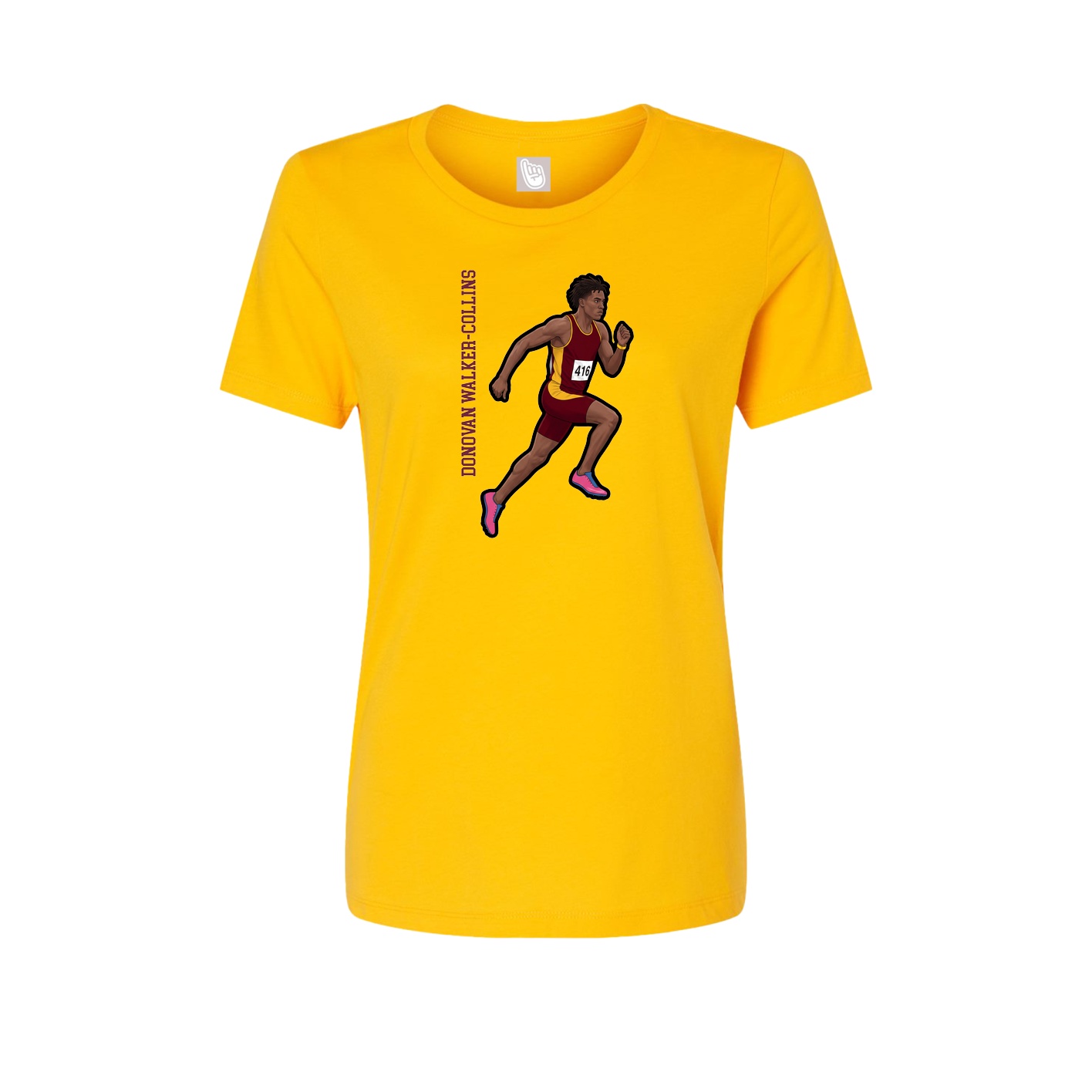Fitted Women's Tee — Name Vertical in Gold