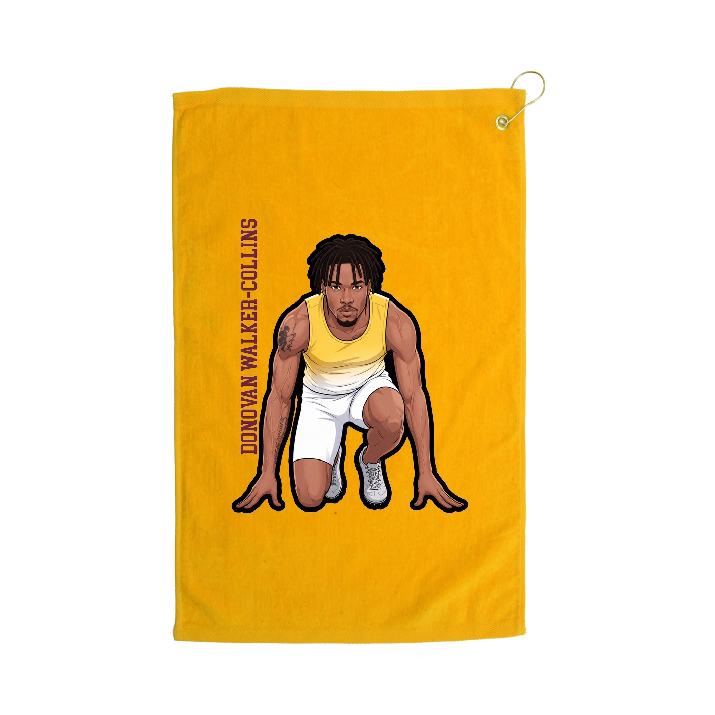 Golf Towel — Name Vertical in Gold