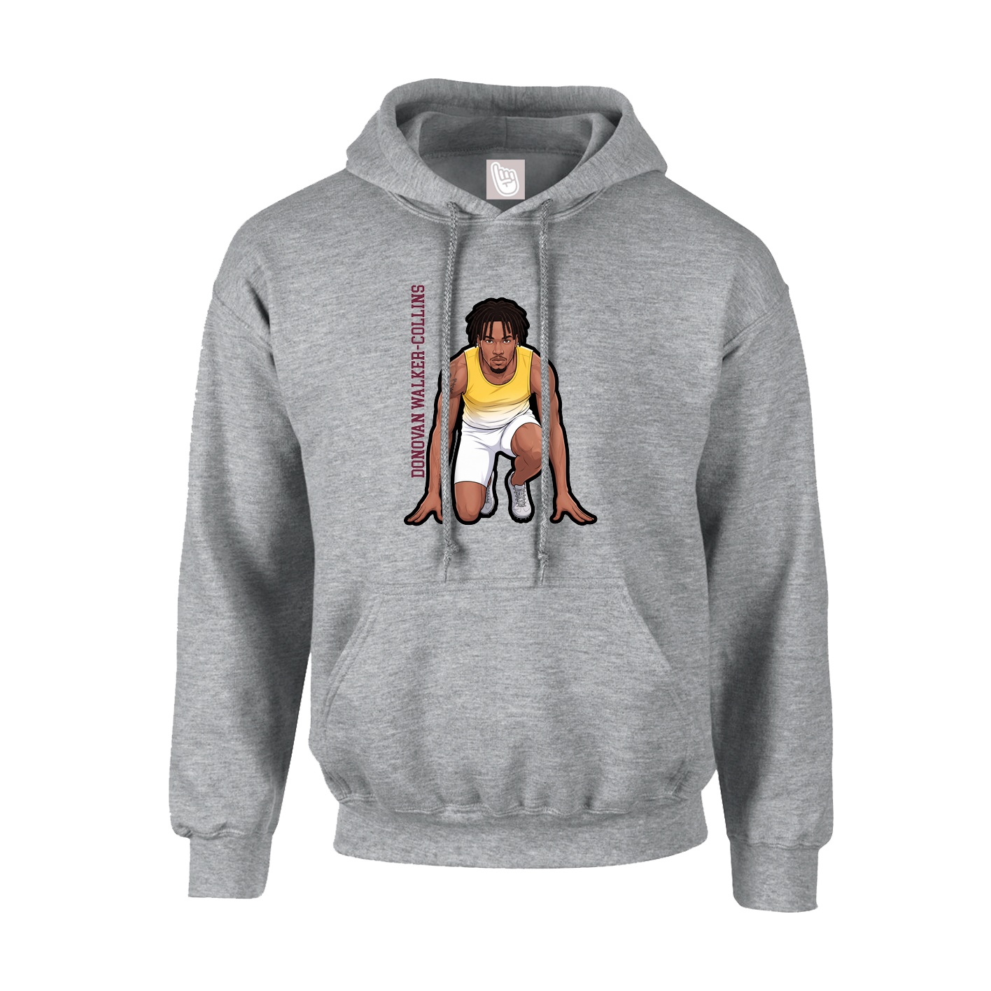 Hoodie — Name Vertical in Grey