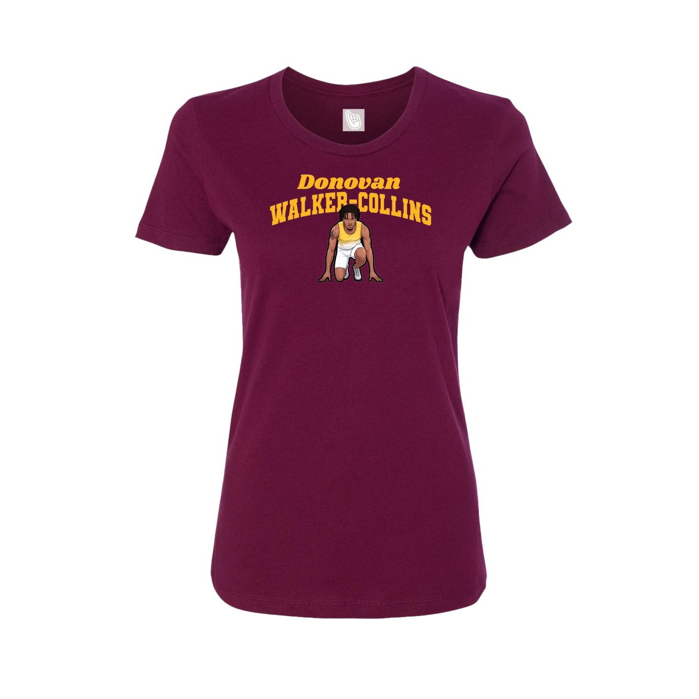 Fitted Women's Tee — Signature Arch in Maroon