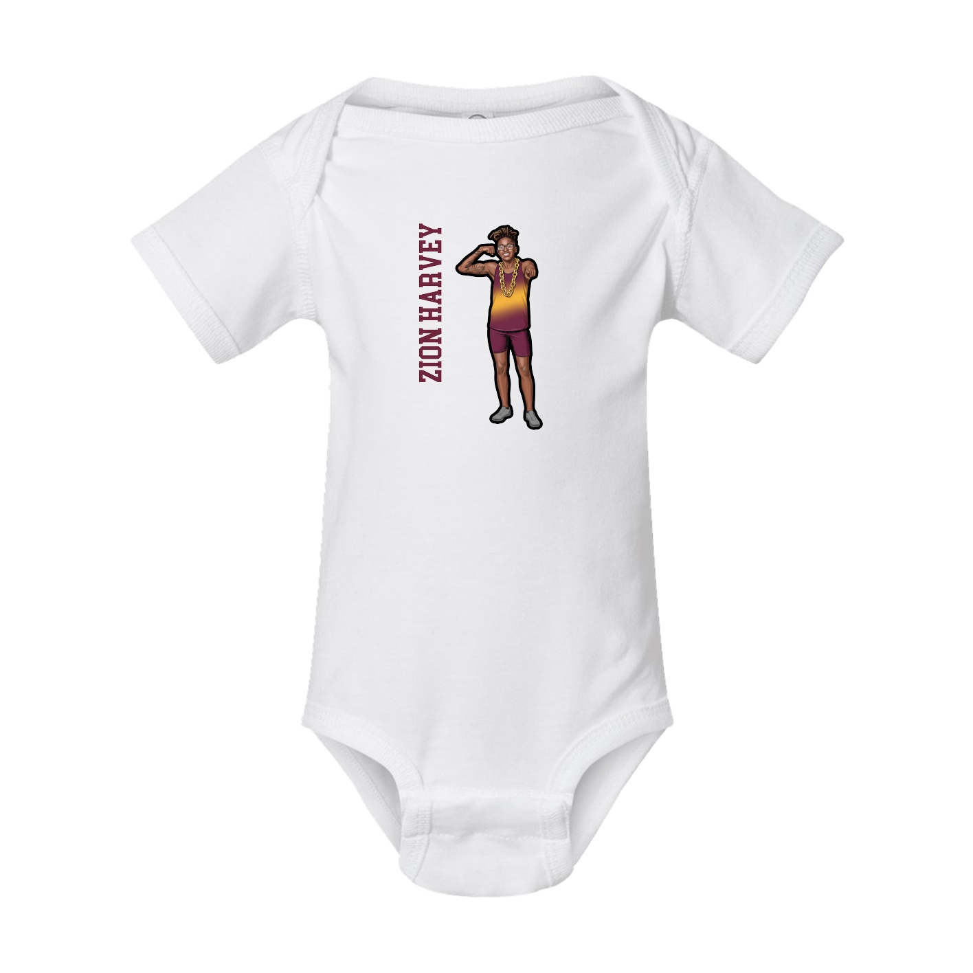 Baby Onesie — Name Vertical in White