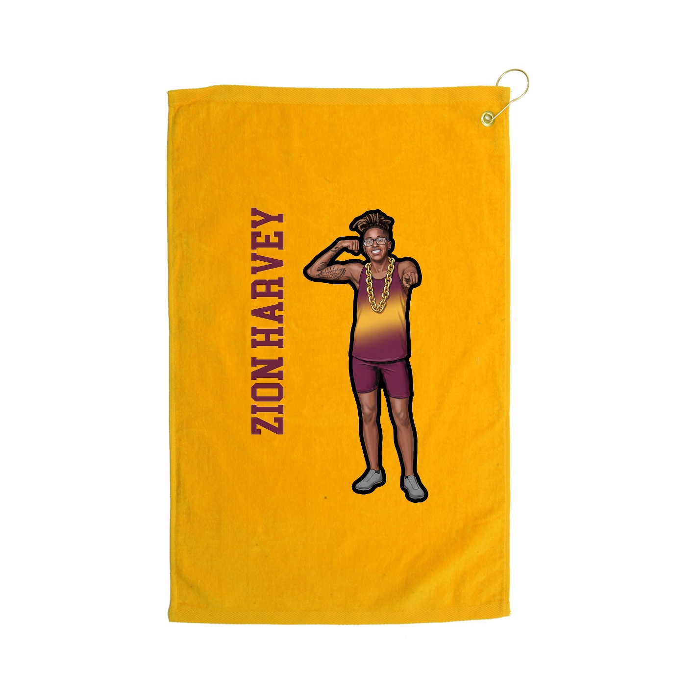 Golf Towel — Name Vertical in Gold