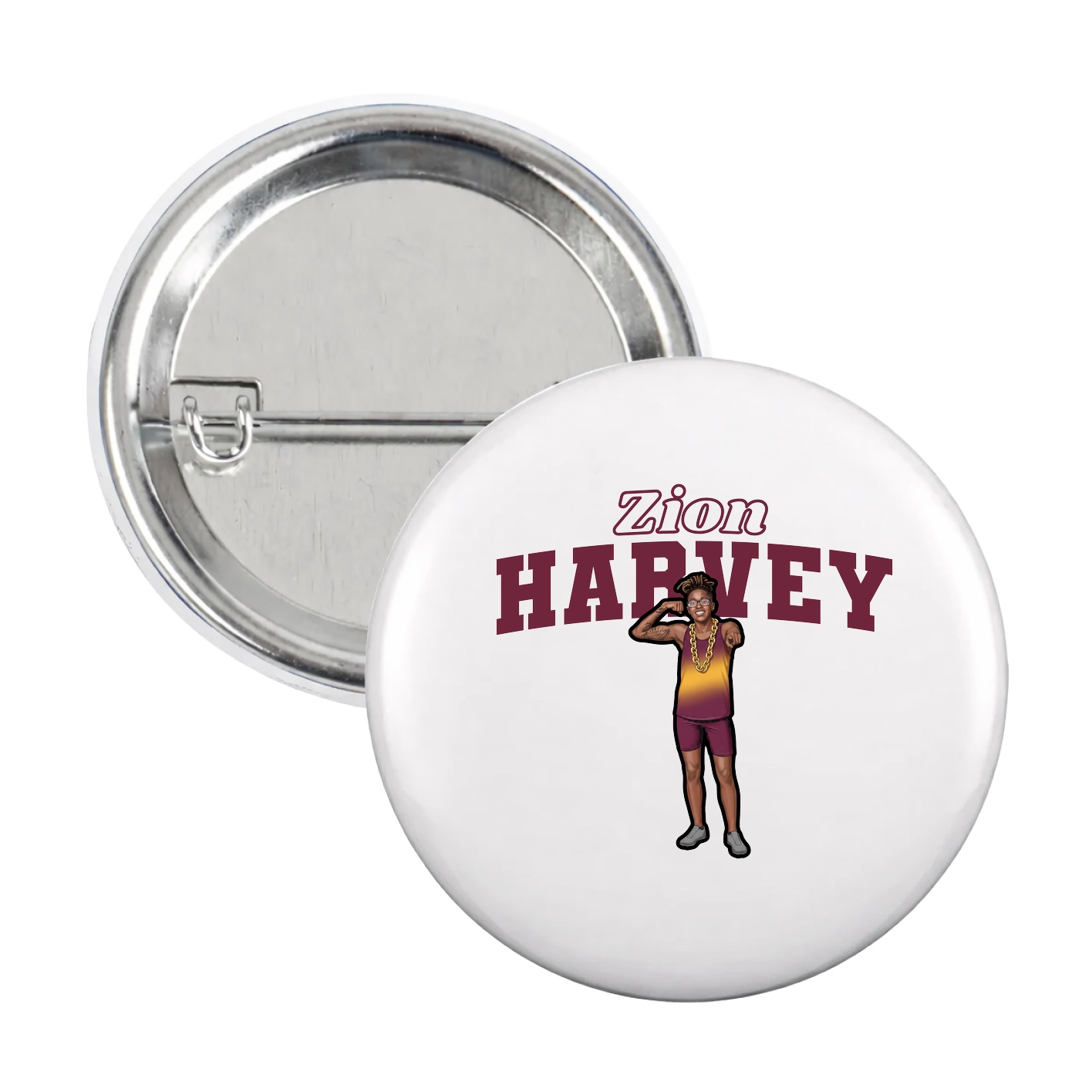Game Day Button — Name Arch in White