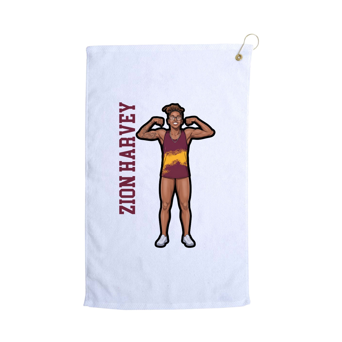 Golf Towel — Name Vertical in White