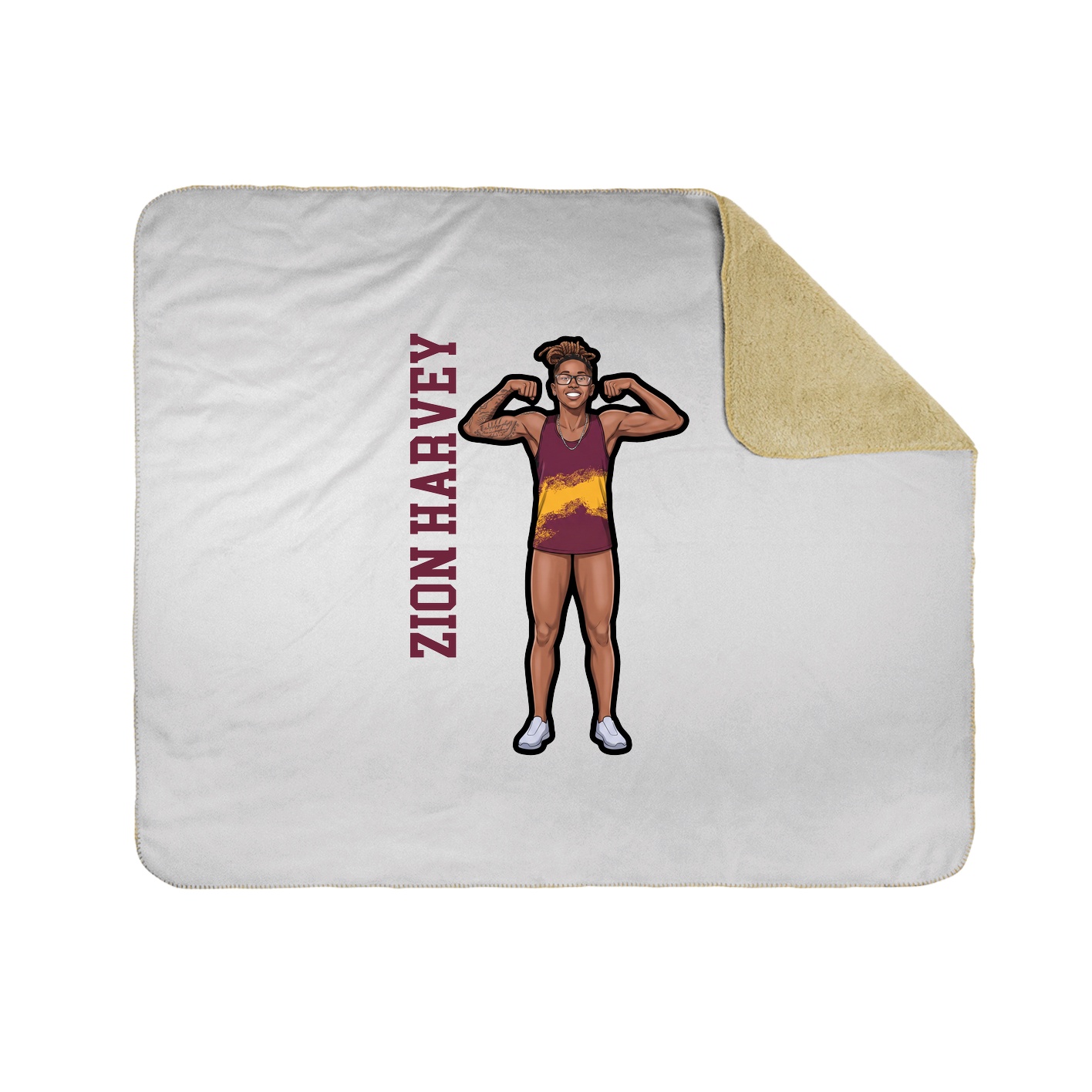 Throw Blanket — Name Vertical in White