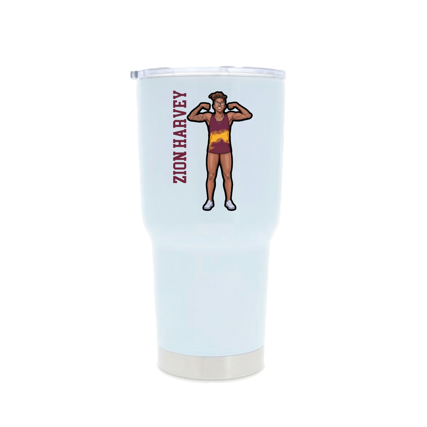 30oz Stainless Steel Tumbler — Name Vertical in White