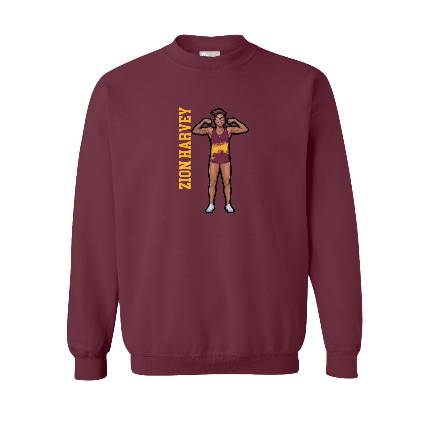 Fleece Crew — Name Vertical in Maroon