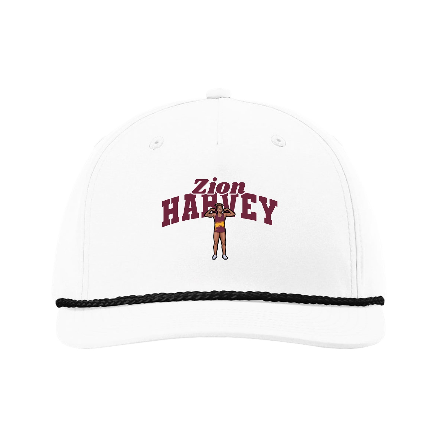Five-Panel Classic Rope Cap — Signature Arch in White