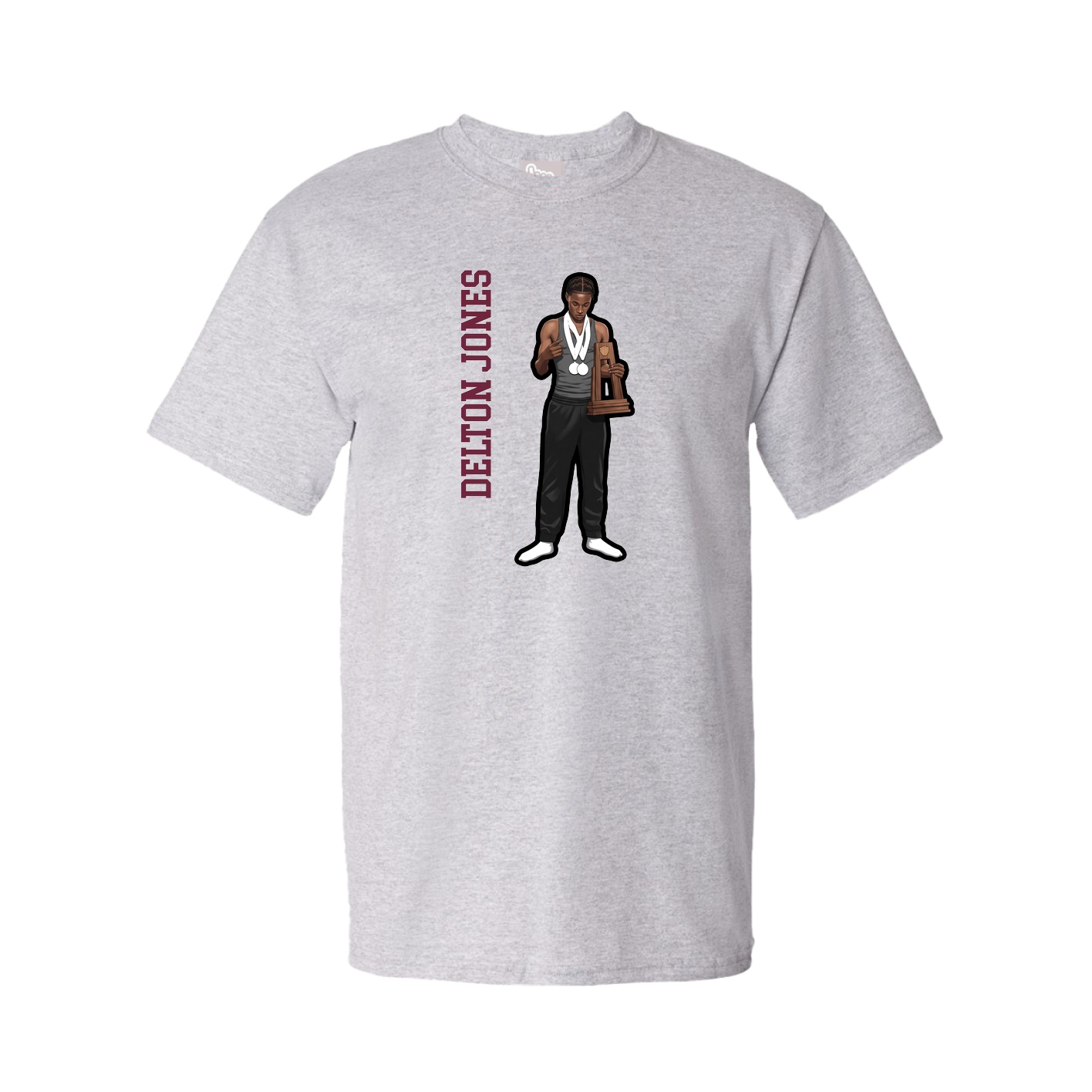 Youth Tee — Name Vertical in Grey