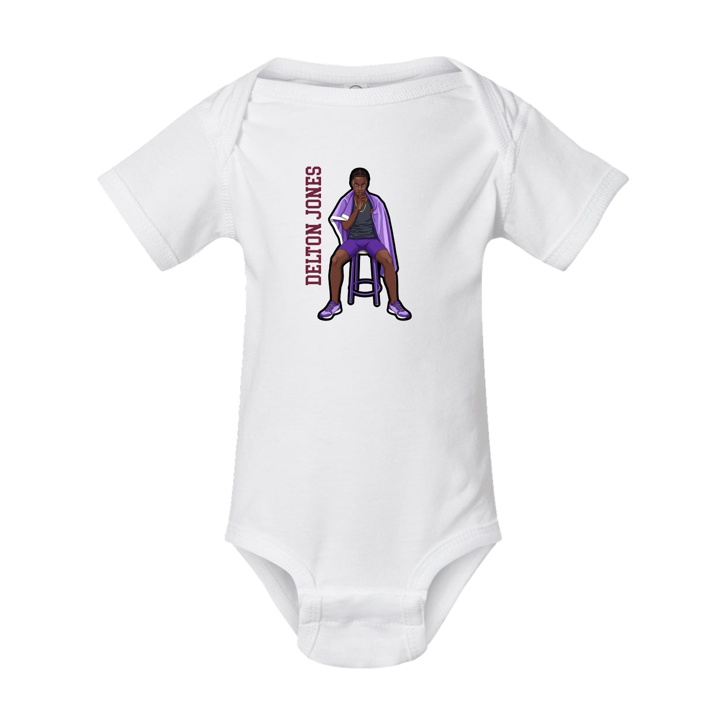 Baby Onesie — Name Vertical in White
