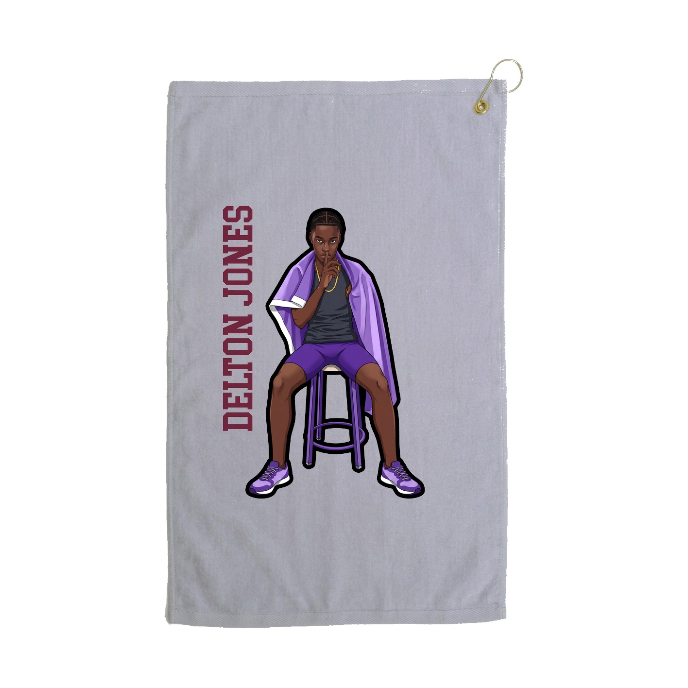 Golf Towel — Name Vertical in Grey
