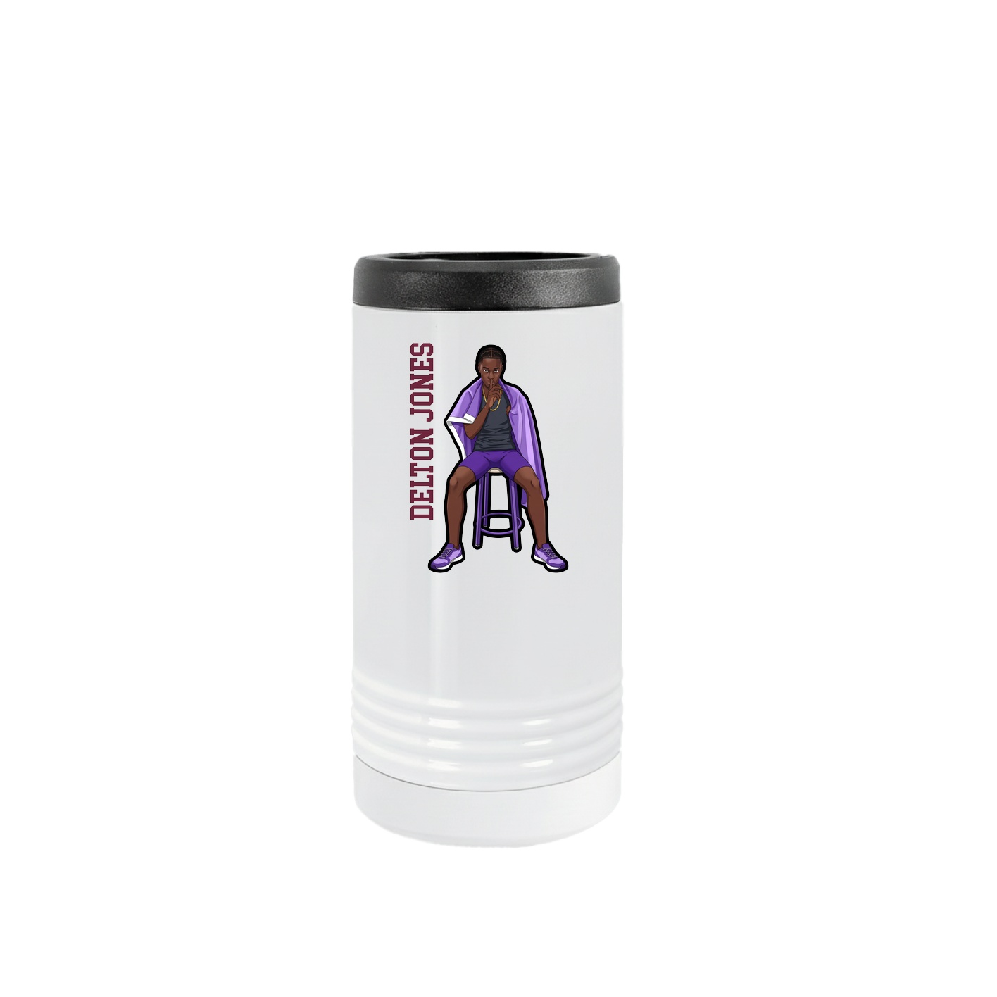Slim Beverage Holder — Name Vertical in White