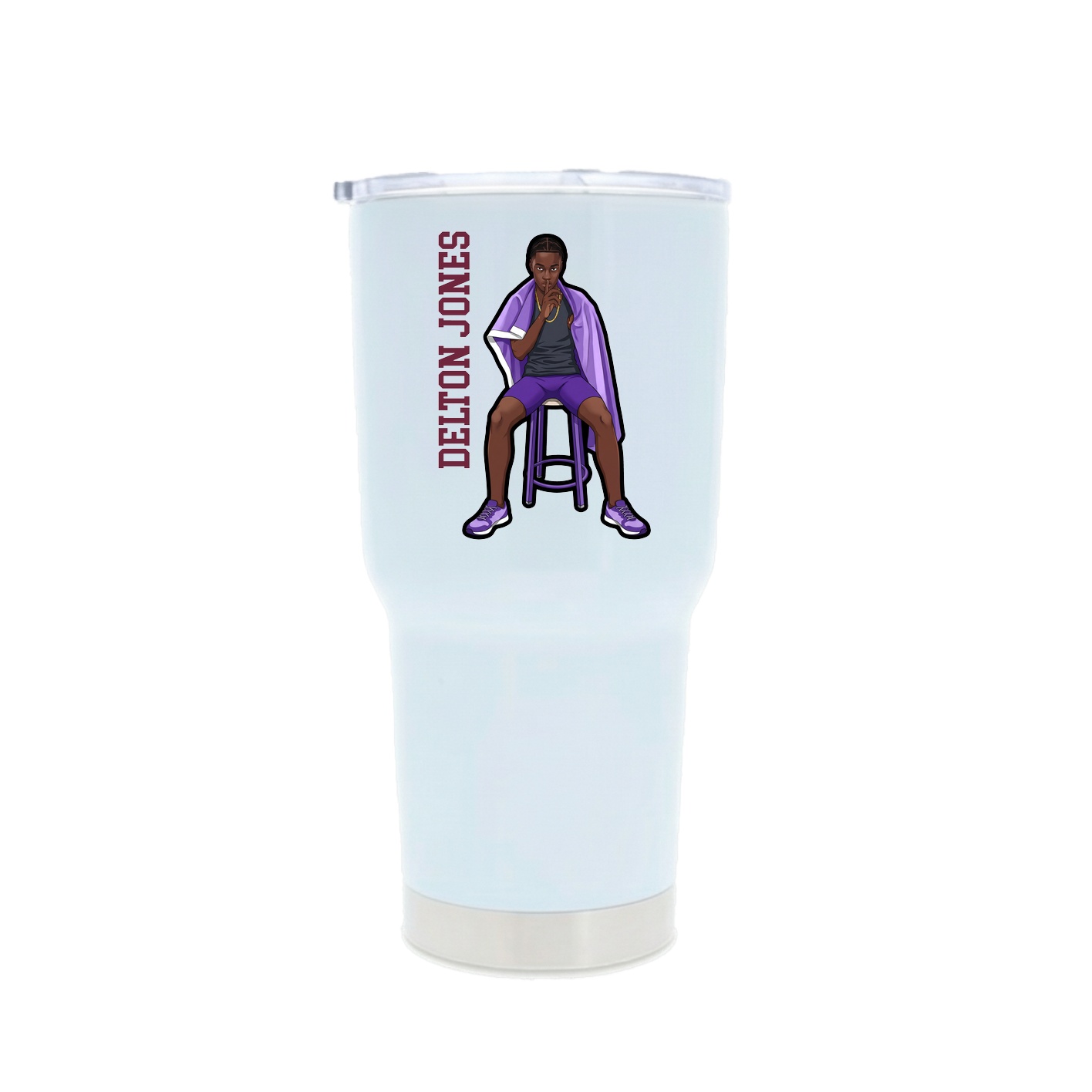 30oz Stainless Steel Tumbler — Name Vertical in White