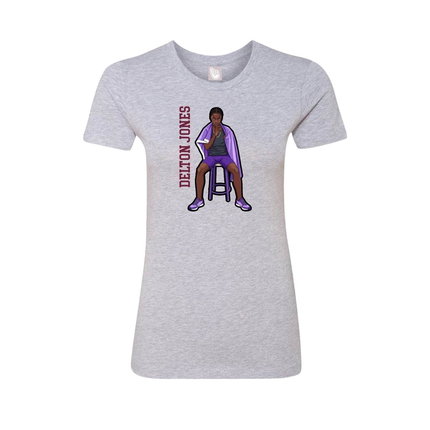 Fitted Women's Tee — Name Vertical in Grey