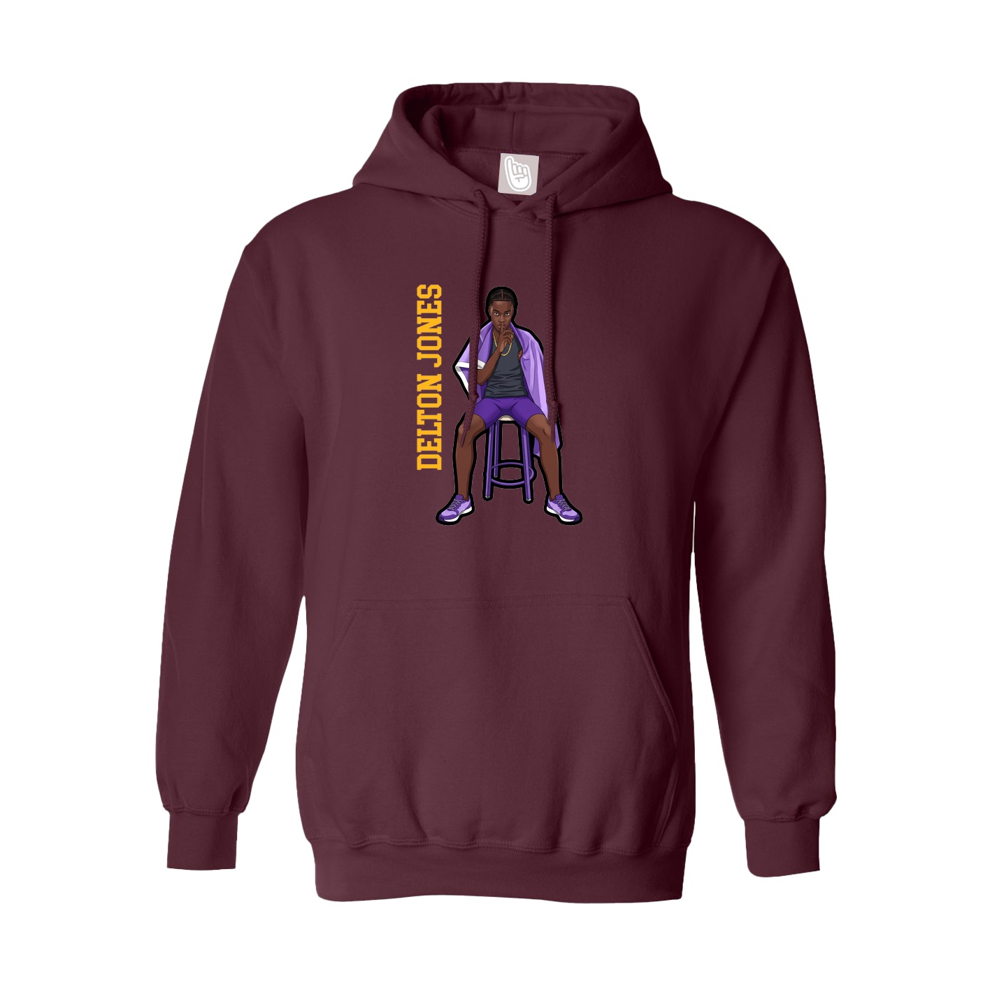 Hoodie — Name Vertical in Maroon