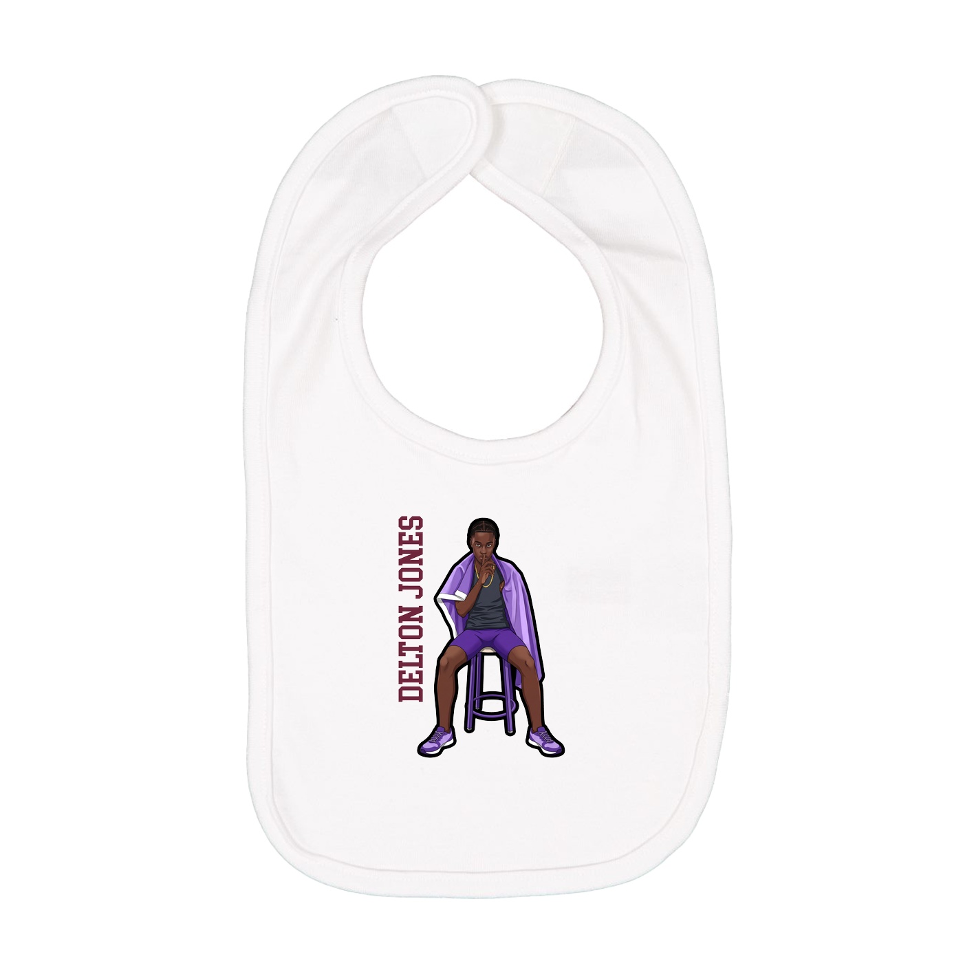Infant Bib — Name Vertical in White