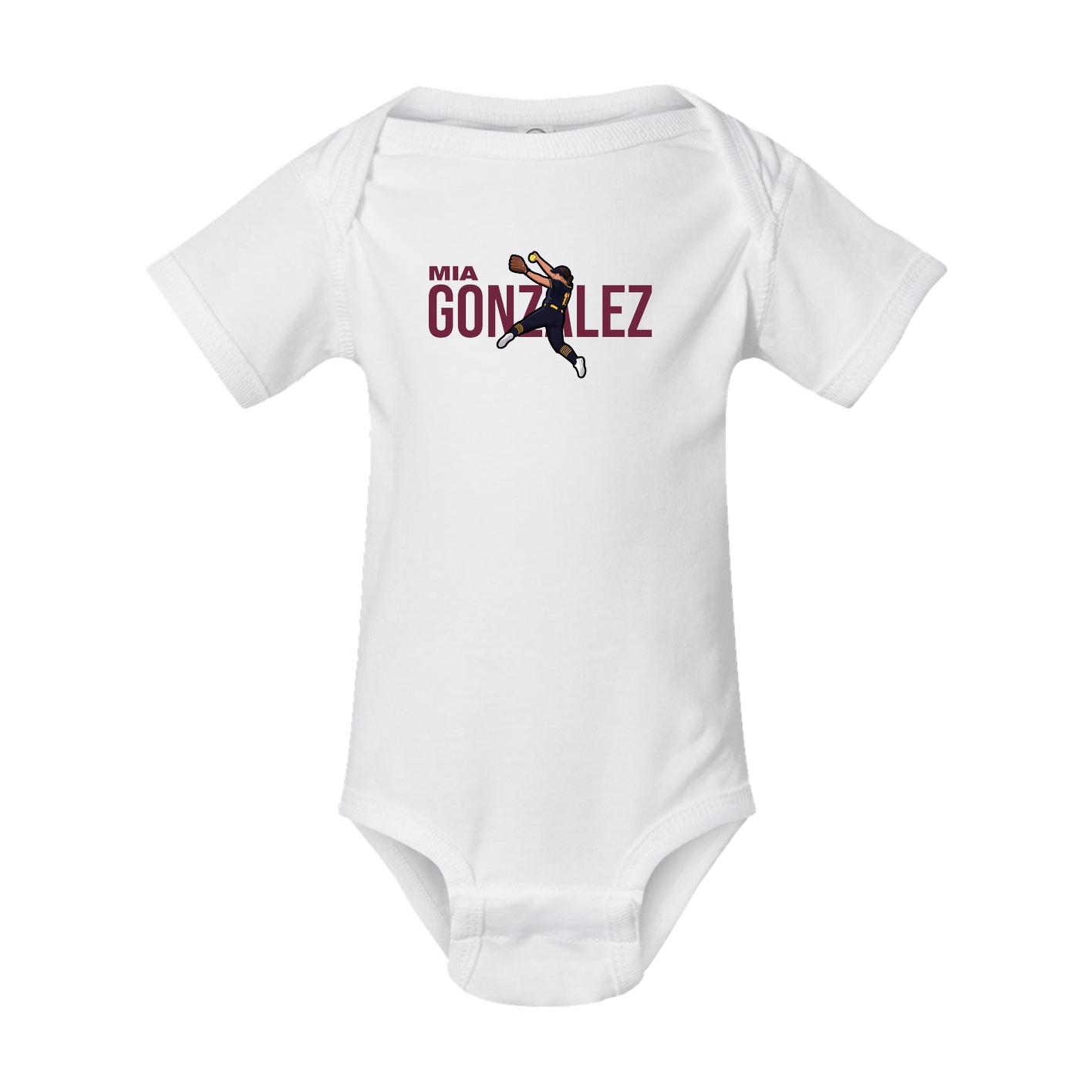 Baby Onesie — Player Name in White